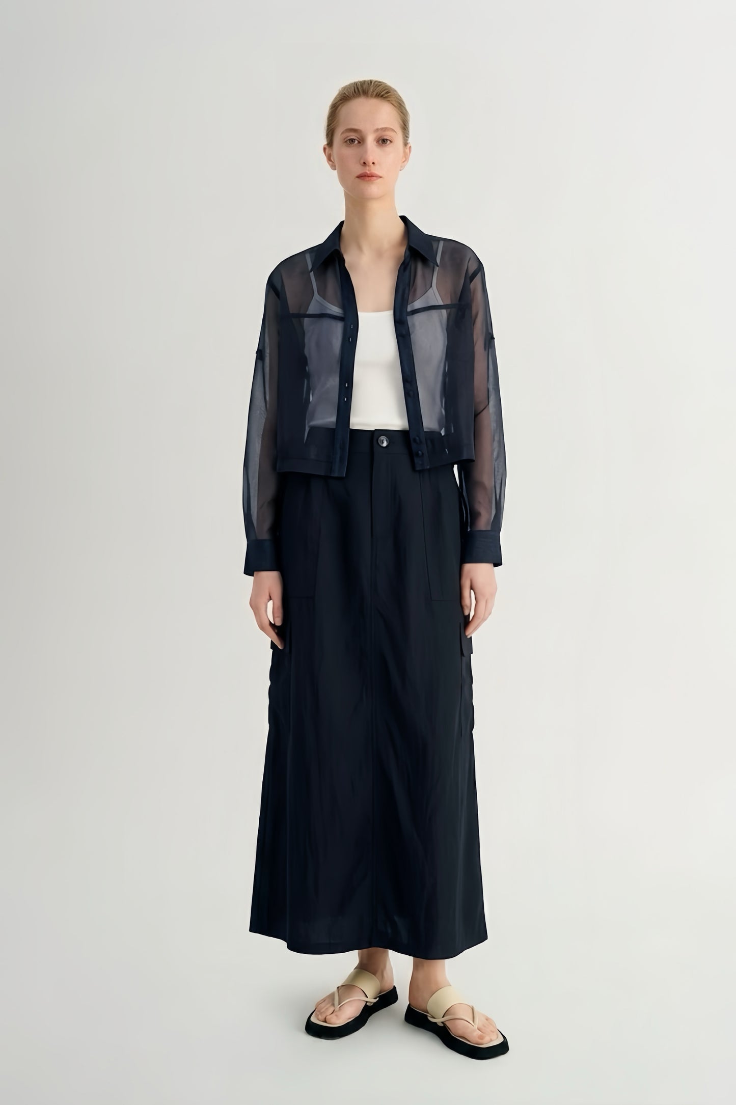 Lightweight Lyocell Dropped-Shoulder Fluid Top