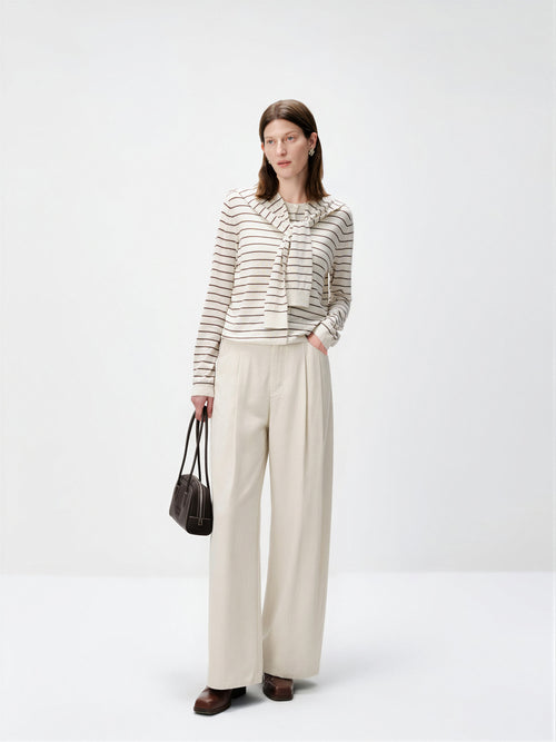 Load image 1 in gallery view. Striped Tie-Front Cashmere Cardigan