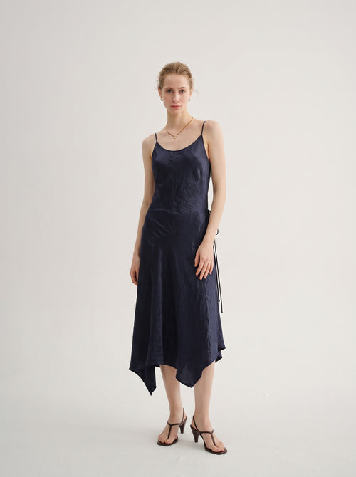 Load image 1 in gallery view. Satin Cowl-Neck Tie-Waist Maxi Dress
