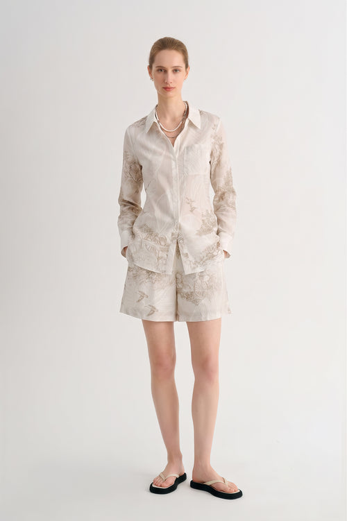 Load image 1 in gallery view. Toile Printed Mulberry Silk Shirt