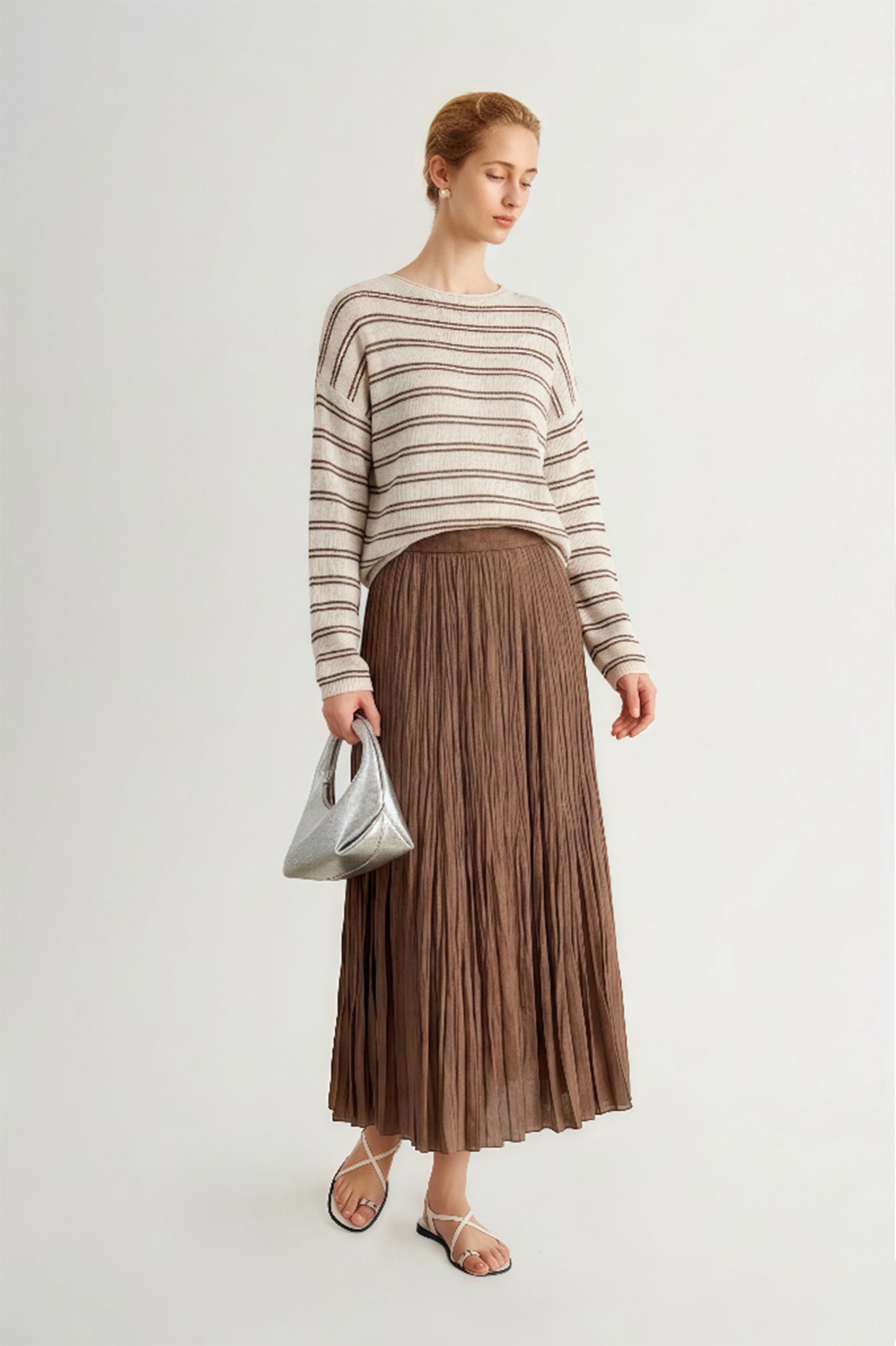 Relaxed Striped Boat Neck Sweater