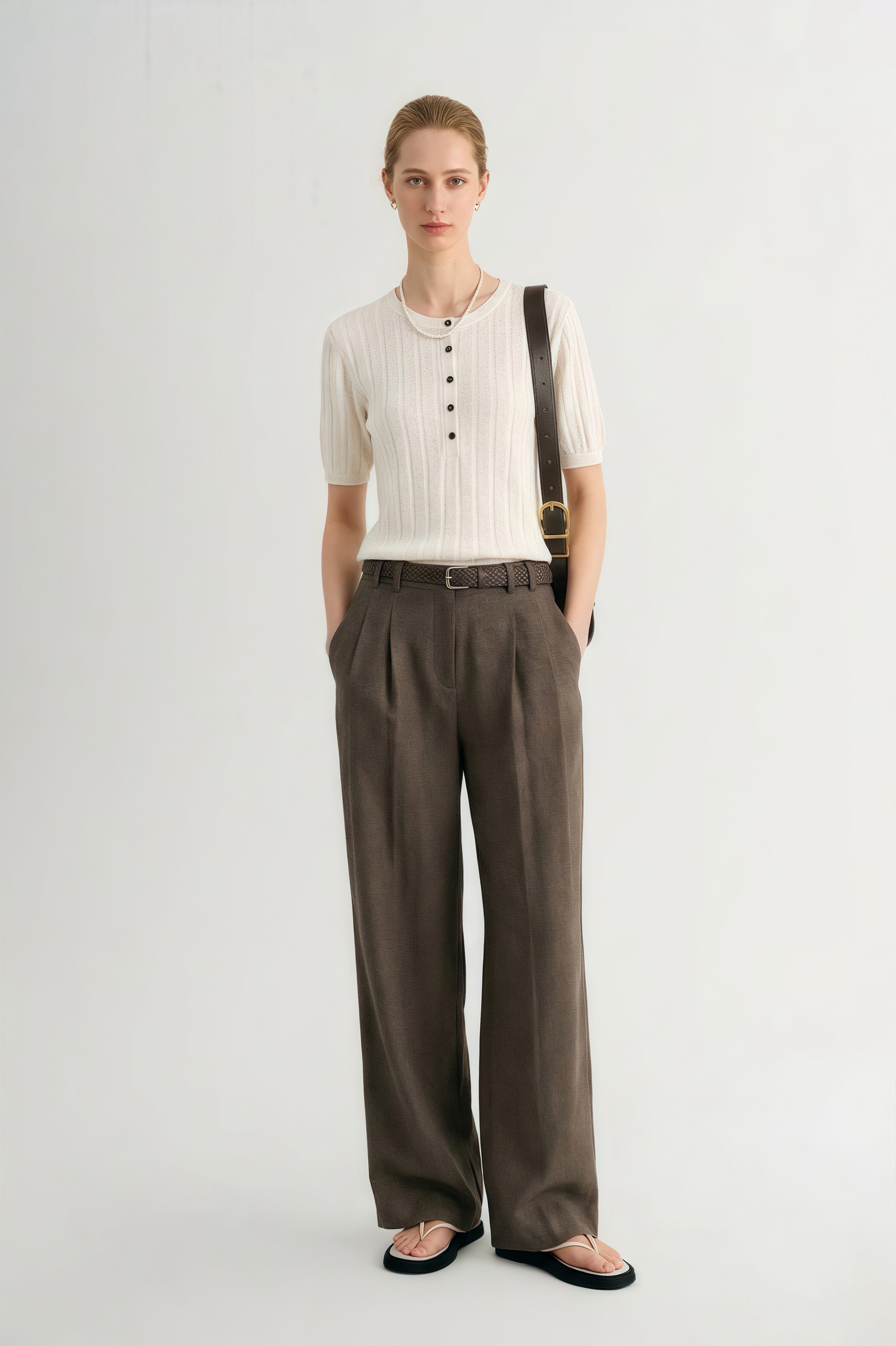 Linen Ribbed Short Sleeve Sweater