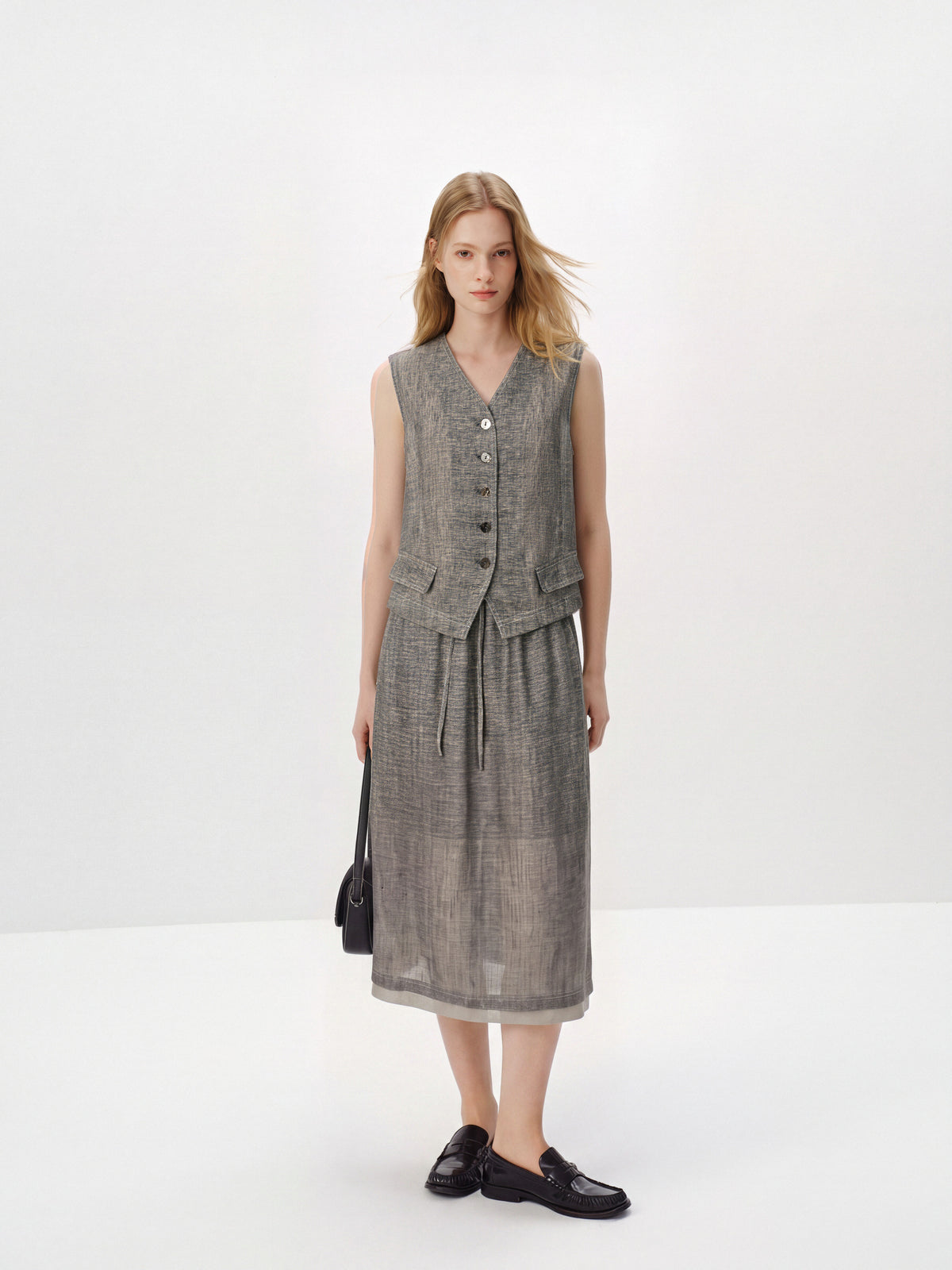 Tailored Linen V-Neck Vest