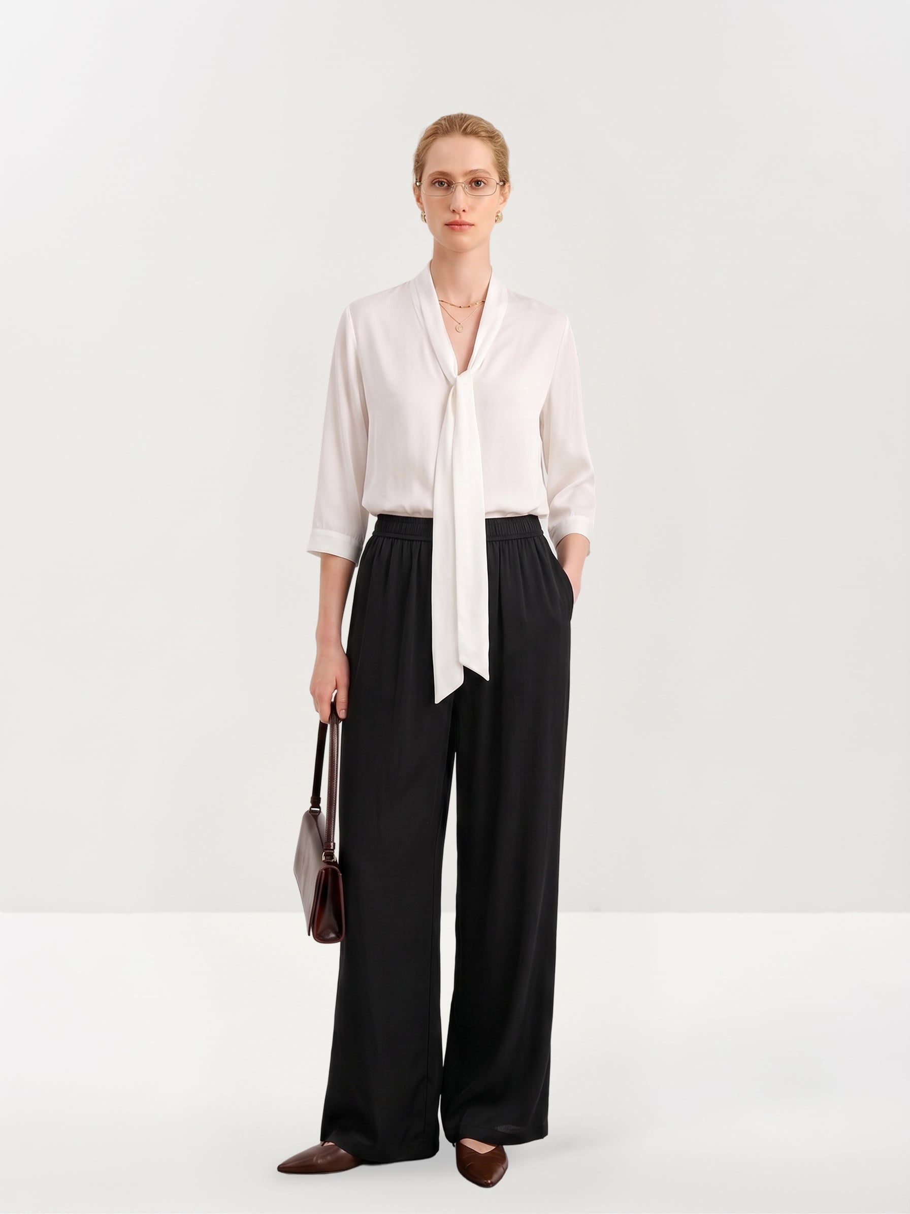 Refined Silk Tie-Neck Blouse