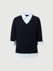 V-Neck Knit Sweater Shirt – Two-in-One Design