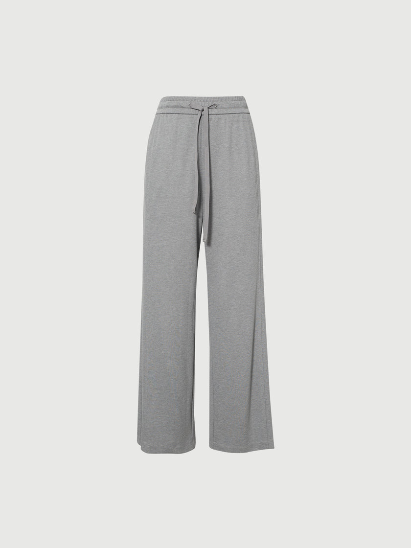 Grey Relaxed Straight-Leg Drawstring Pants