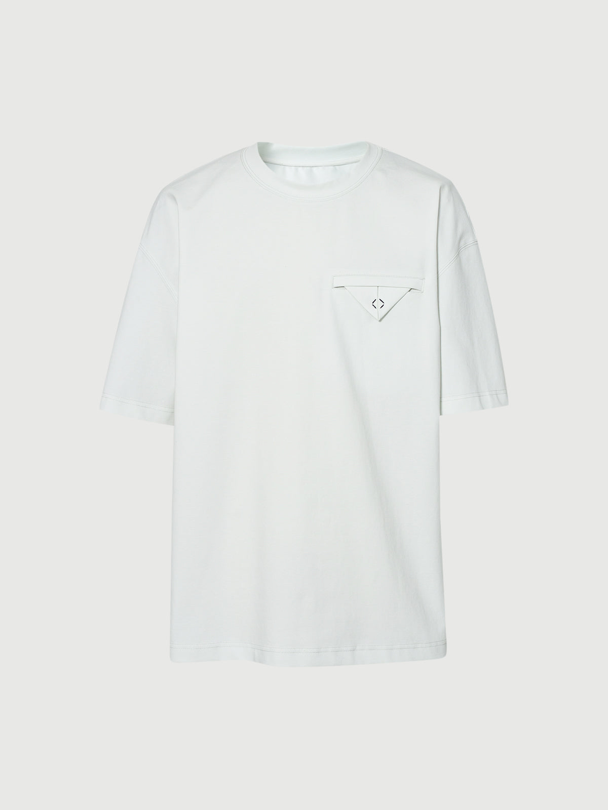White Cotton-Blend Oversized Tee with Chest Detail