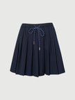 Drawstring Pleated Mini Skirt