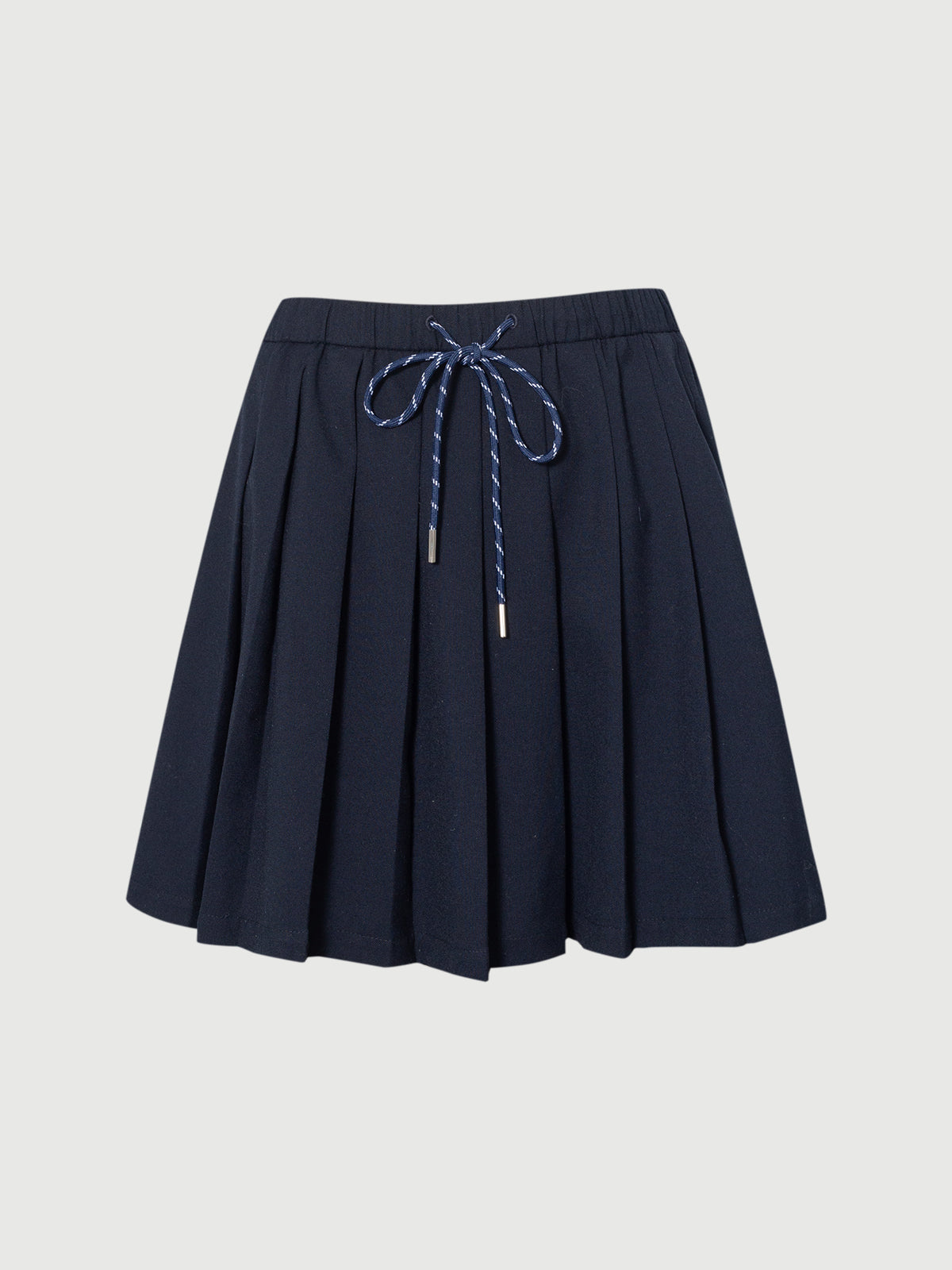 Drawstring Pleated Mini Skirt