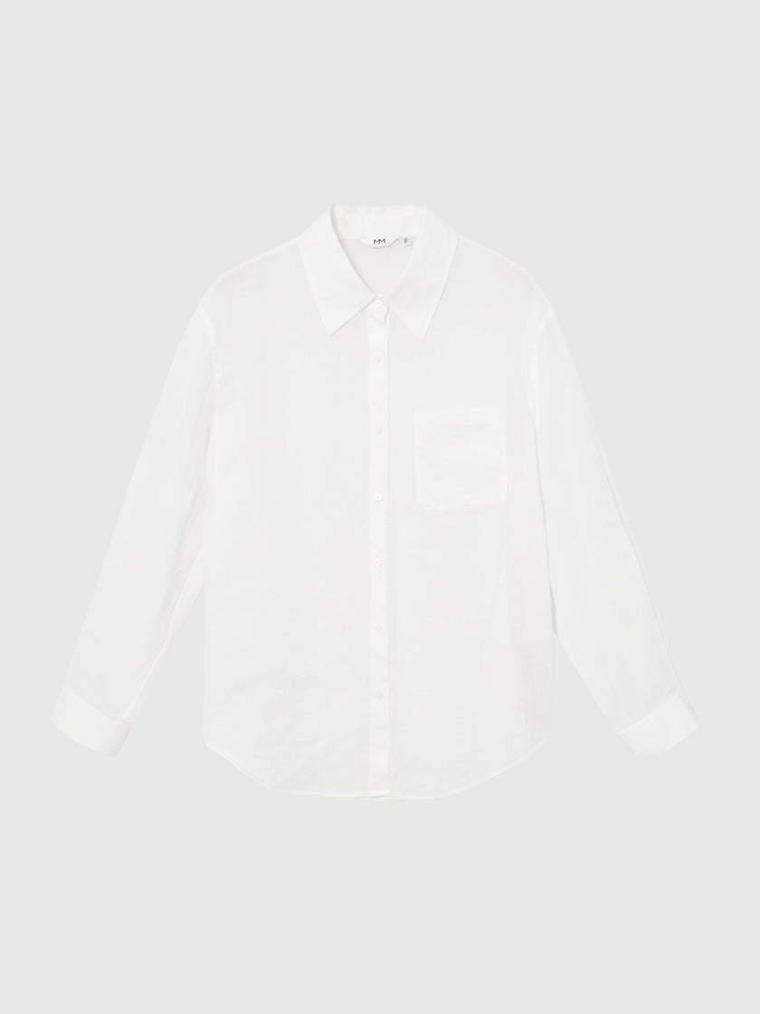 White Ramie Long-Sleeve Shirt