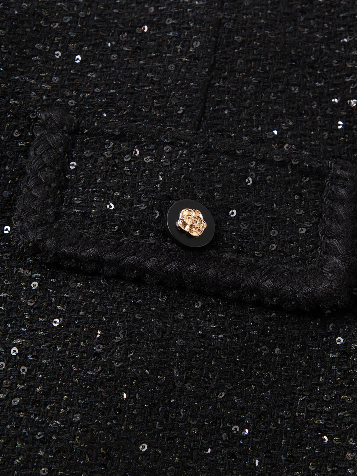 Wool-Sequin Straight Mini Skirt