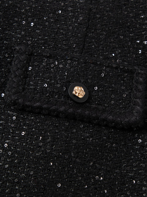 Load image 1 in gallery view. Wool-Sequin Straight Mini Skirt