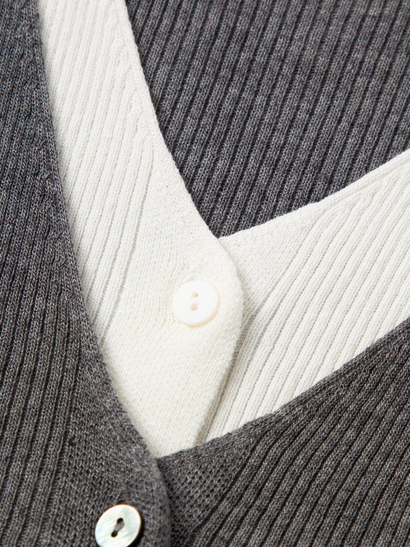 V-Neck Paneled Sleeveless Knit Top