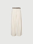 Beige Lyocell Front-Pleat Trousers Pants