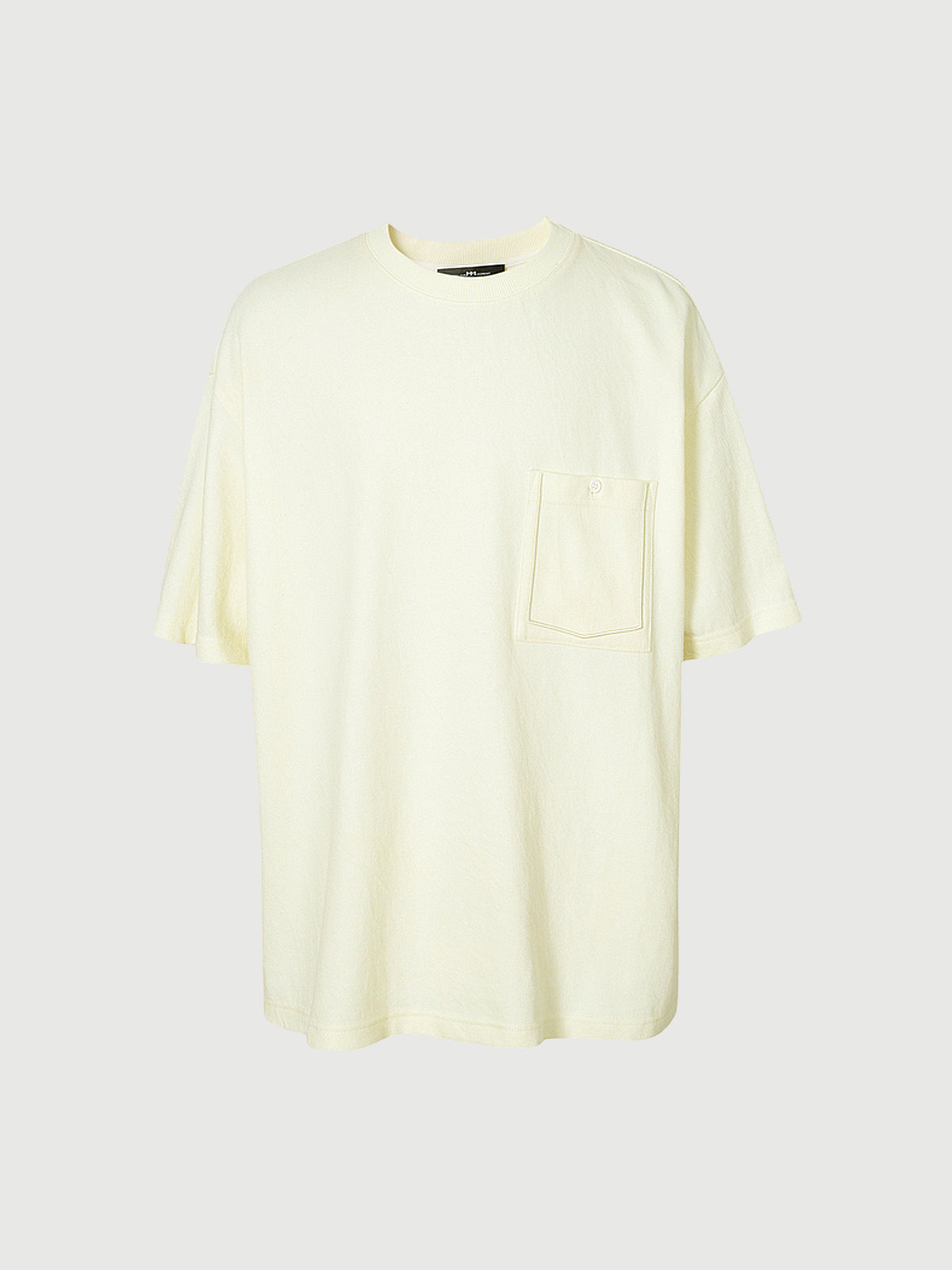 Light Yellow Pocket Dropped-Shoulder Tee