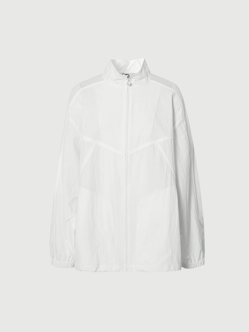 White Sheer Stand-Collar Jacket