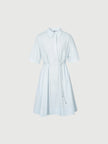 Women's Glacier Blue Classic Collar Half Sleeves 100% Cotton Shirt Dress 5F4292181