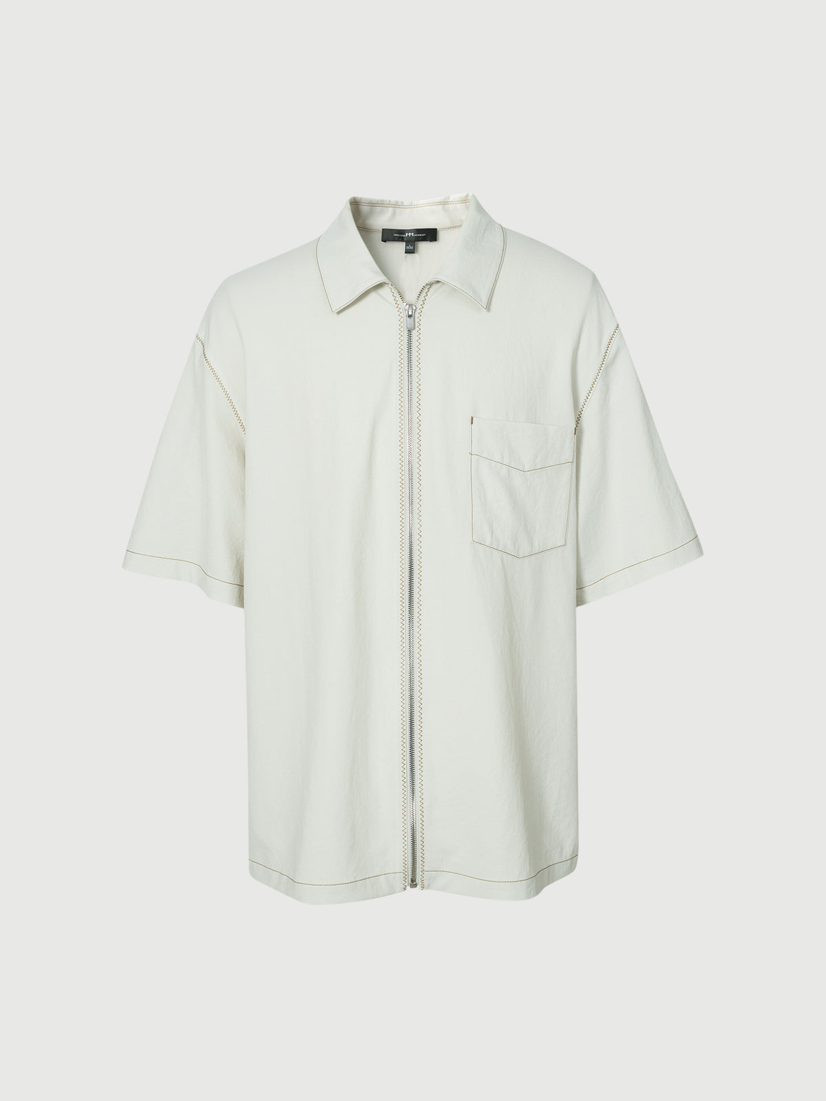 Acetate-Blend Zip Short-Sleeve Shirt