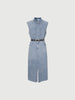 Cotton Denim Sleeveless Shirt Dress