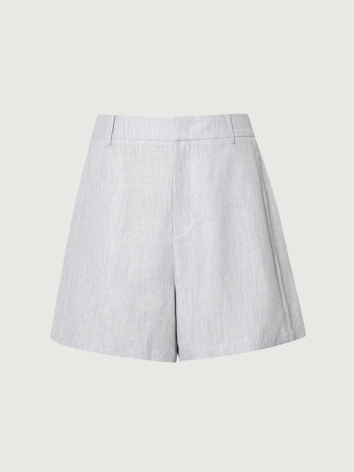 Light Blue Linen-Blend  Shorts