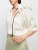 Collared V-Neck Silk Shirt