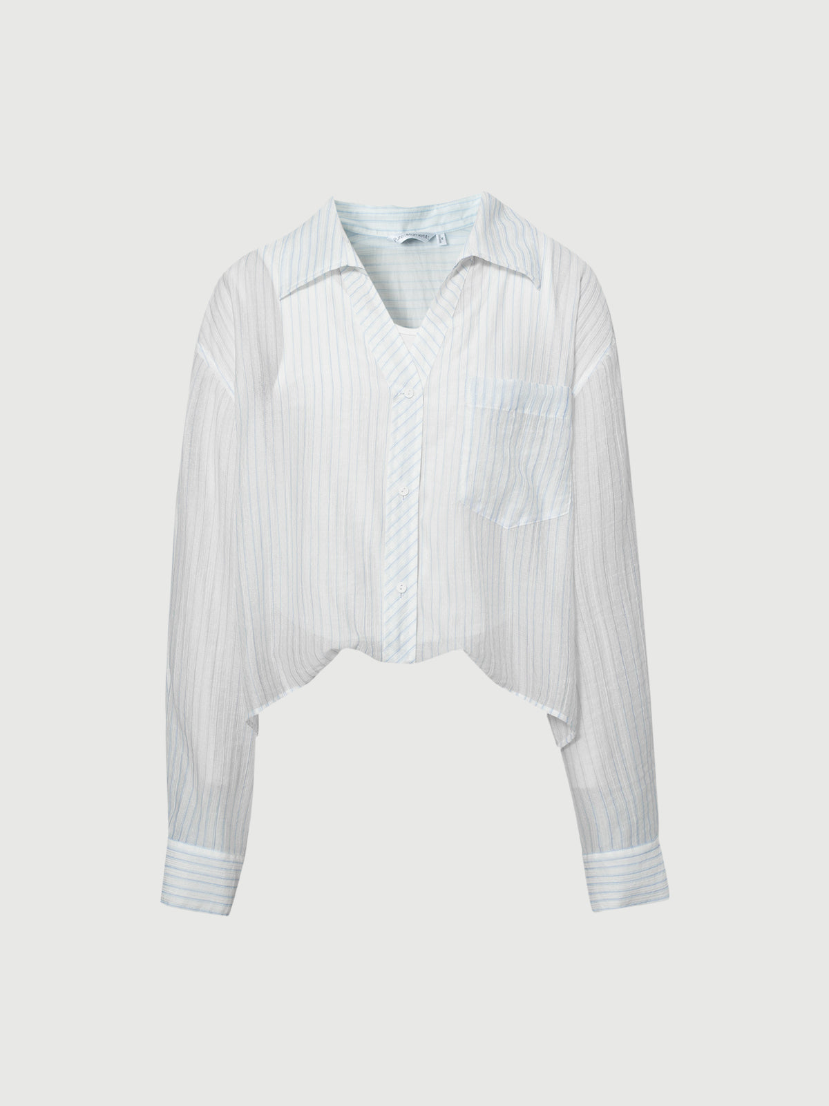 Striped Lyocell V-Neck Layered Tank-Top Blouse