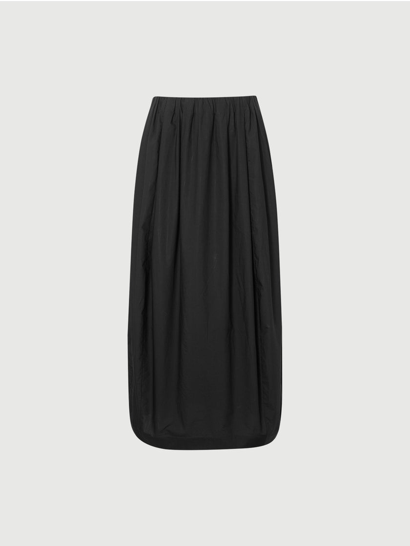 High-Waist Black Cotton Skirt