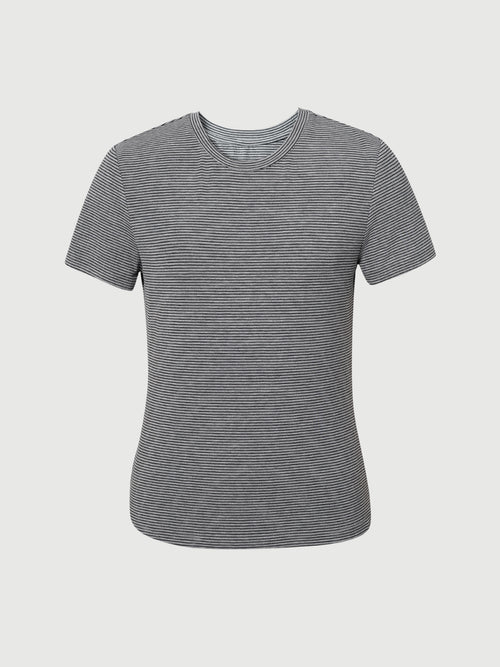 Load image 1 in gallery view. Fine-Stripe Fitted Short-Sleeve Tee