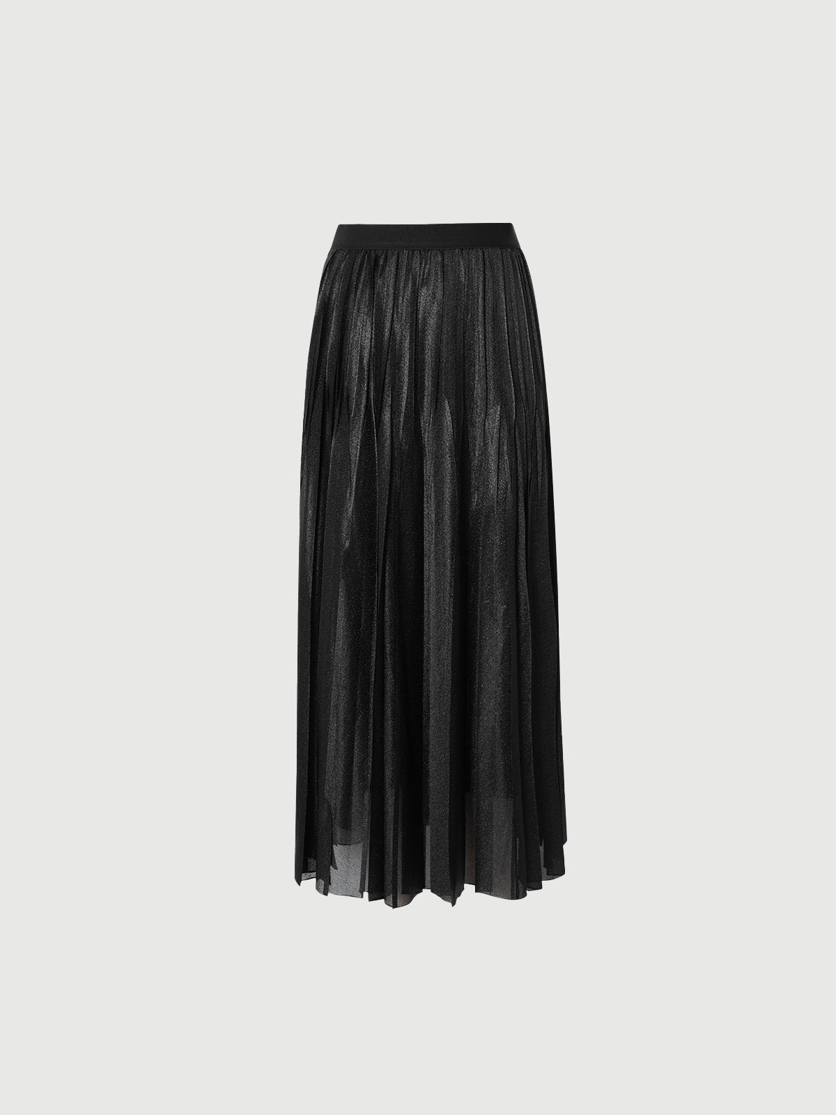 Women's Black Pleated Lightweight Long Waist Skirt 5F5241332