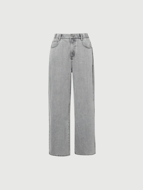 Load image 1 in gallery view. Gray Wide-Leg Jeans Pants