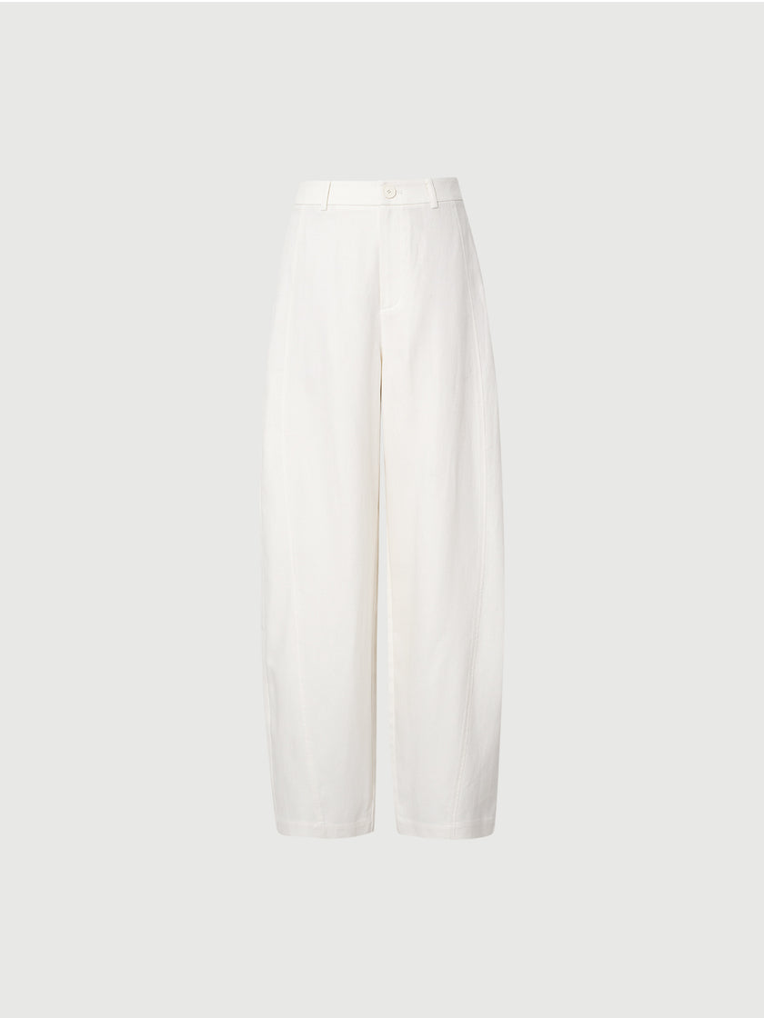Linen-Blend Slight Barrel Pants