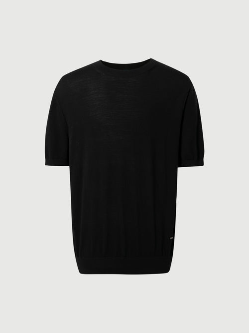 Load image 1 in gallery view. Men's Pure Wool Crewneck Tee Black