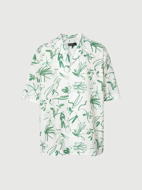 Load image 1 in gallery view. Cotton-Silk Printed V-Neck Shirt