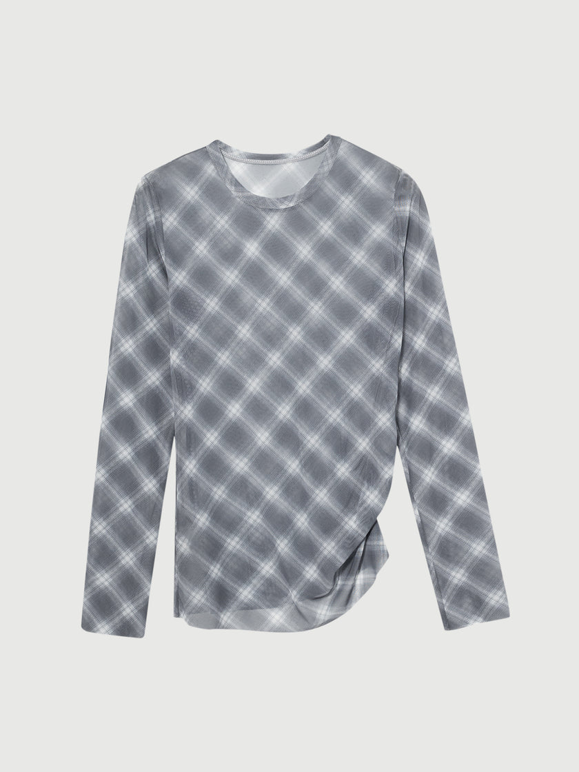 Checked Long-Sleeve Top