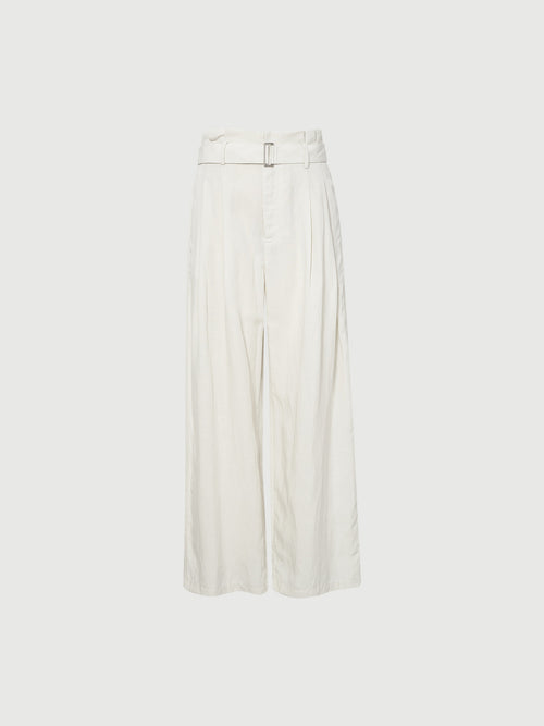 Load image 1 in gallery view. Wide Leg Lyocell Flax Belted Pants