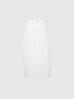 Women's Plain White Straight Fit 100% Cotton Waist Skirt 5F4141531