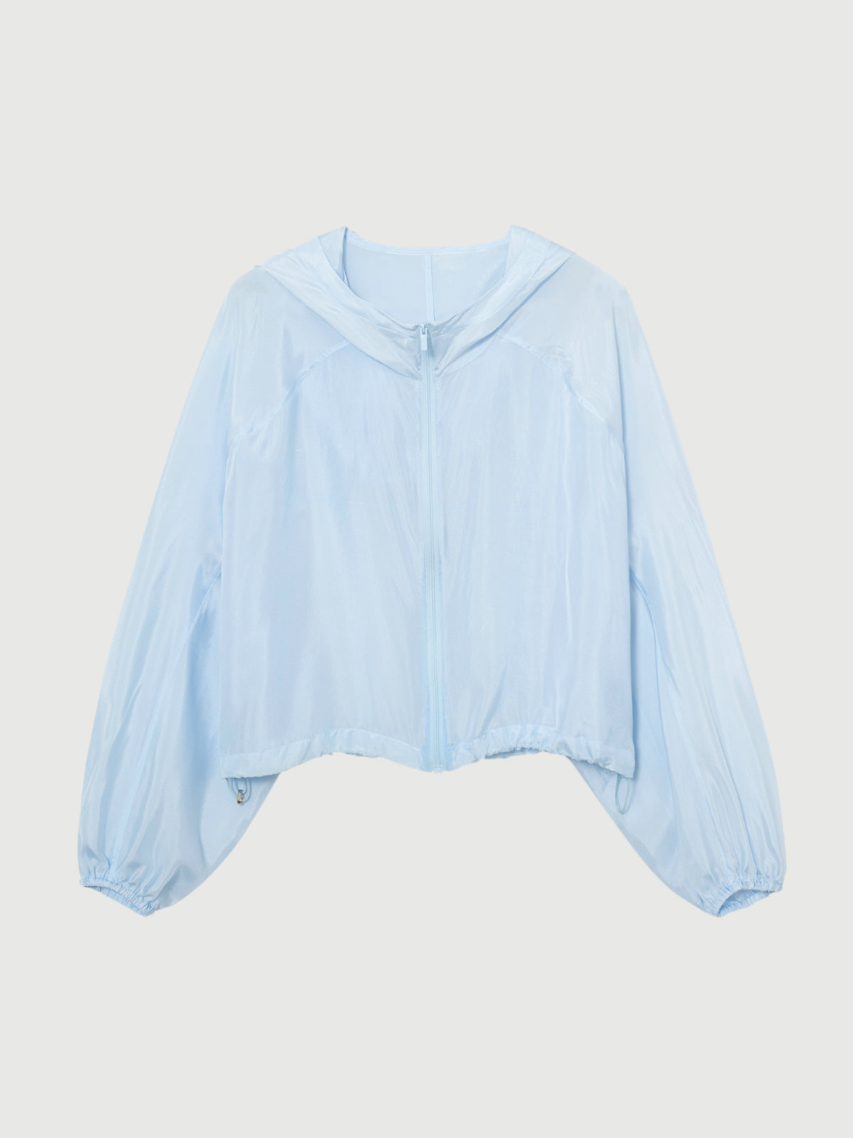 Light Blue Silk Hooded Jacket
