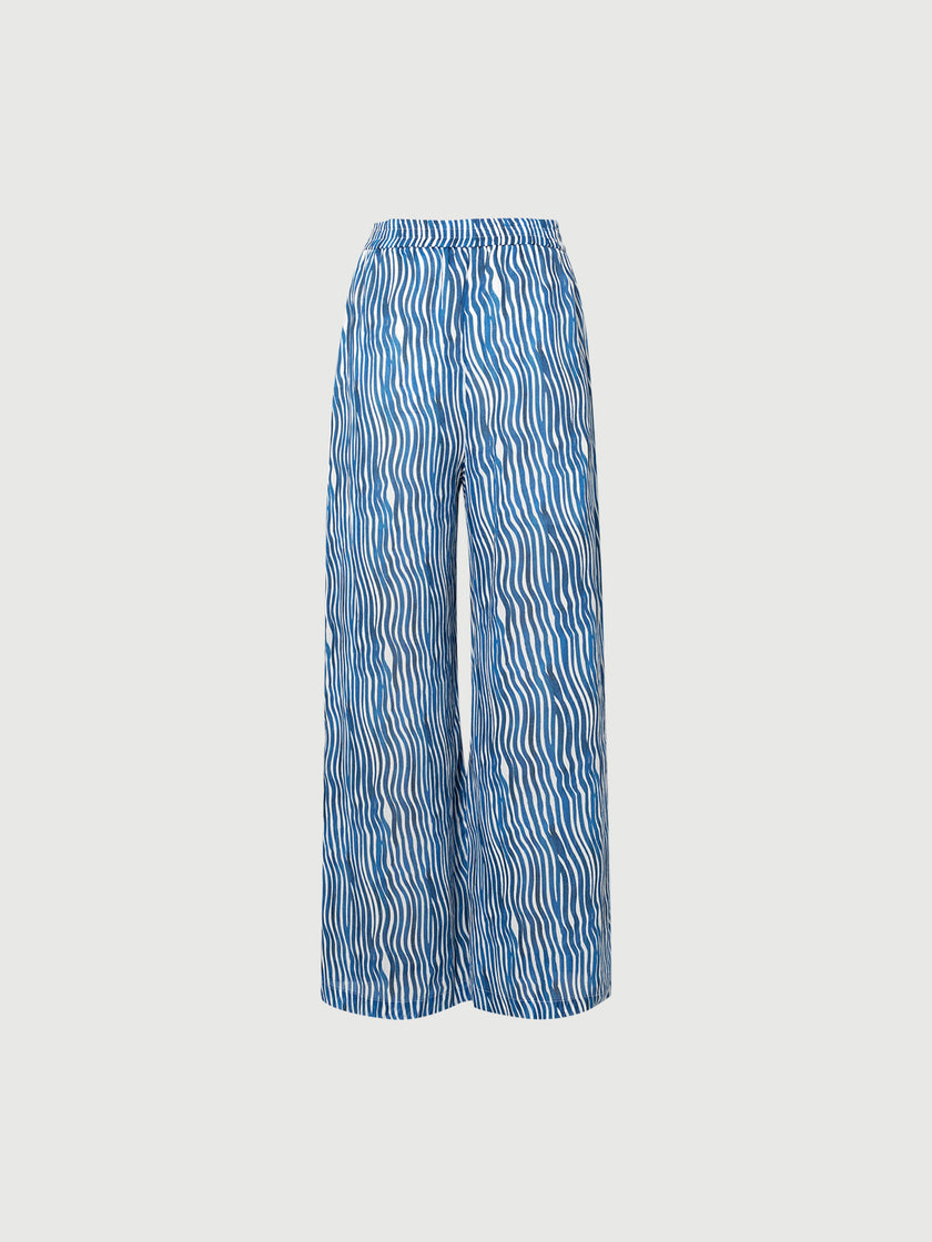 Wave Pattern Cotton Trousers