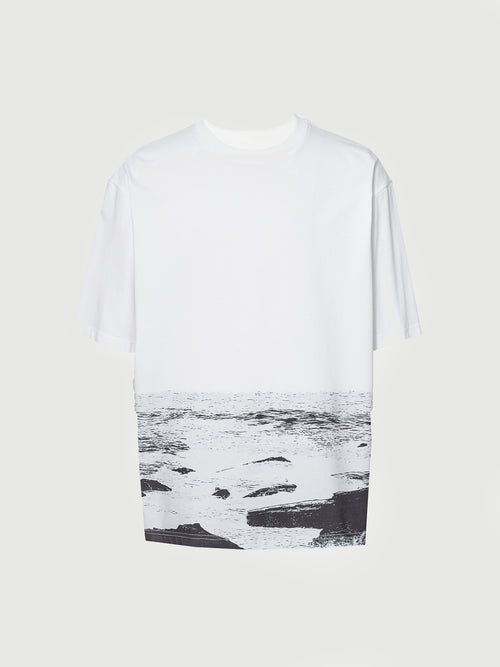 Load image 1 in gallery view. Black & White Graphic Dropped-Shoulder Tee
