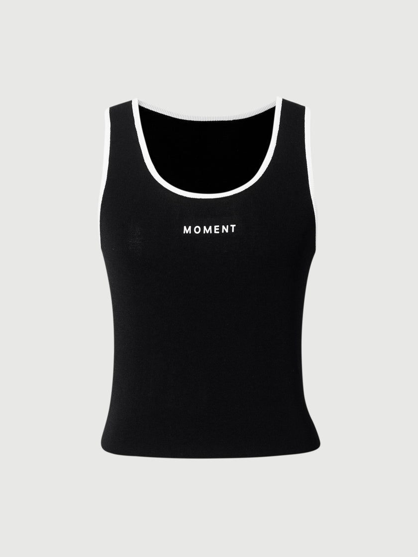 Black U-Neck Sleeveless Cropped Top