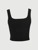 Black Square-Neck Fitted Cropped Tank