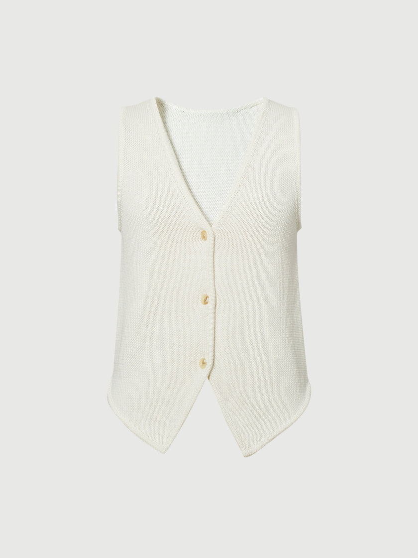 Pure Cotton V-Neck Sleeveless Vest