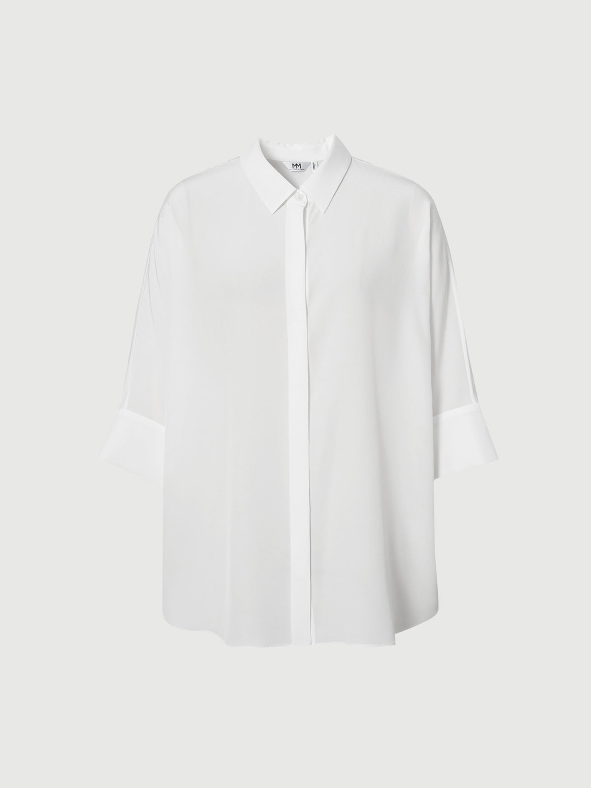 Pure Silk Short-Sleeve V-Neck Blouse