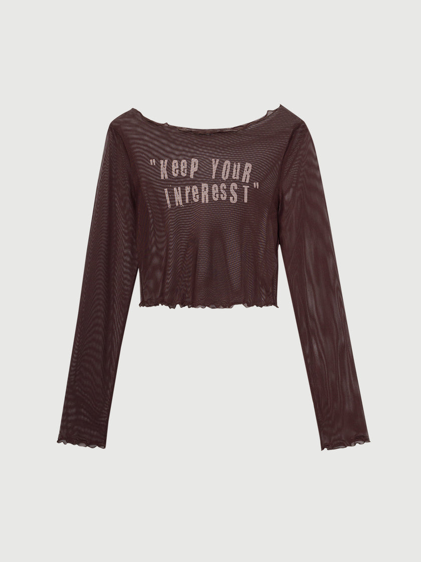 Mesh Cropped Long-Sleeve Top