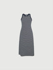 Women's Navy Blue Stripe Sleeveless Dress 4F4190811