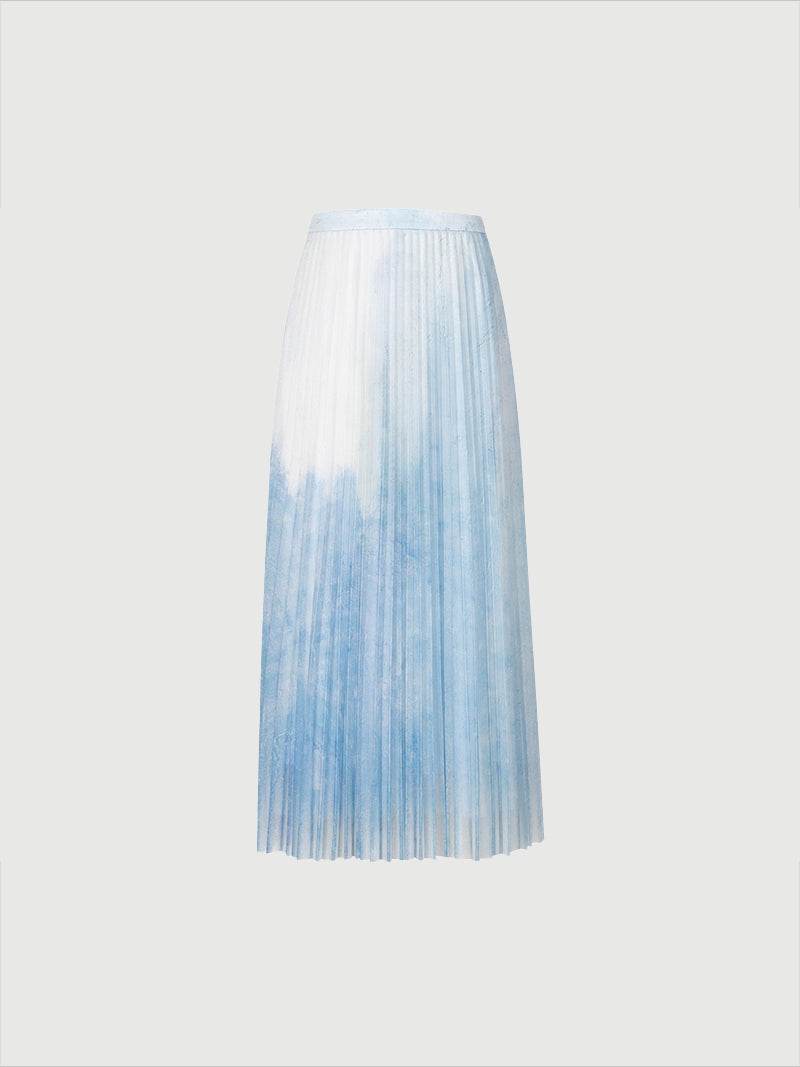 Women's Monet Blue Pattern  Pleated Skirt 5F5242051M