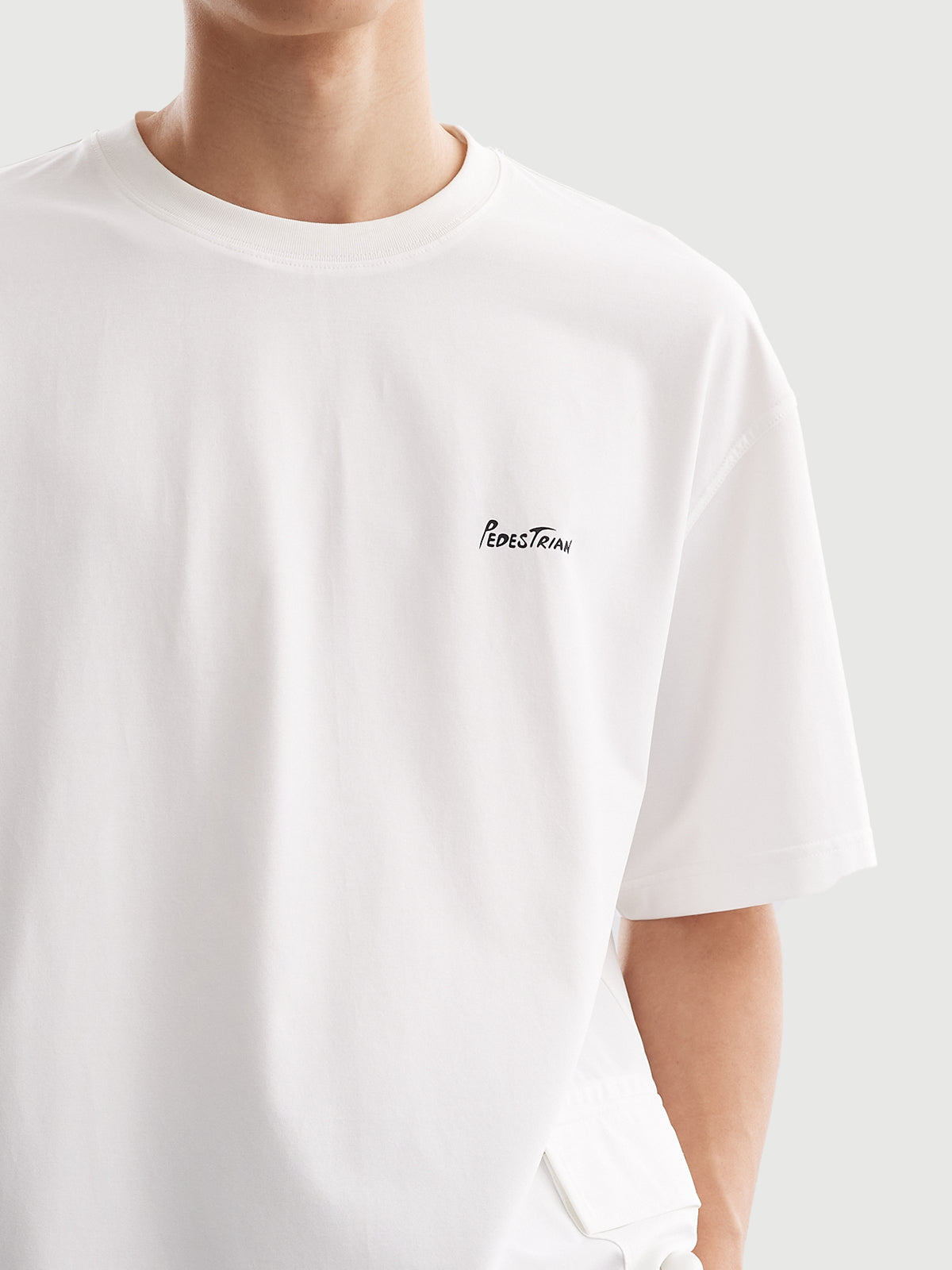 White Cotton-Blend Oversized Short-Sleeve Tee