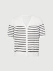 Women's Original White Stripe V Neck Lyocell Summer  Knit Cardigan 5F4131791