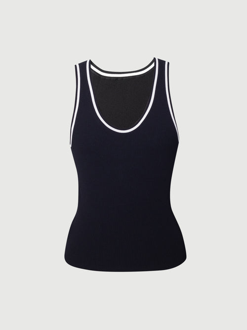 Load image 1 in gallery view. Crewneck Sleeveless Fitted Tank Vest