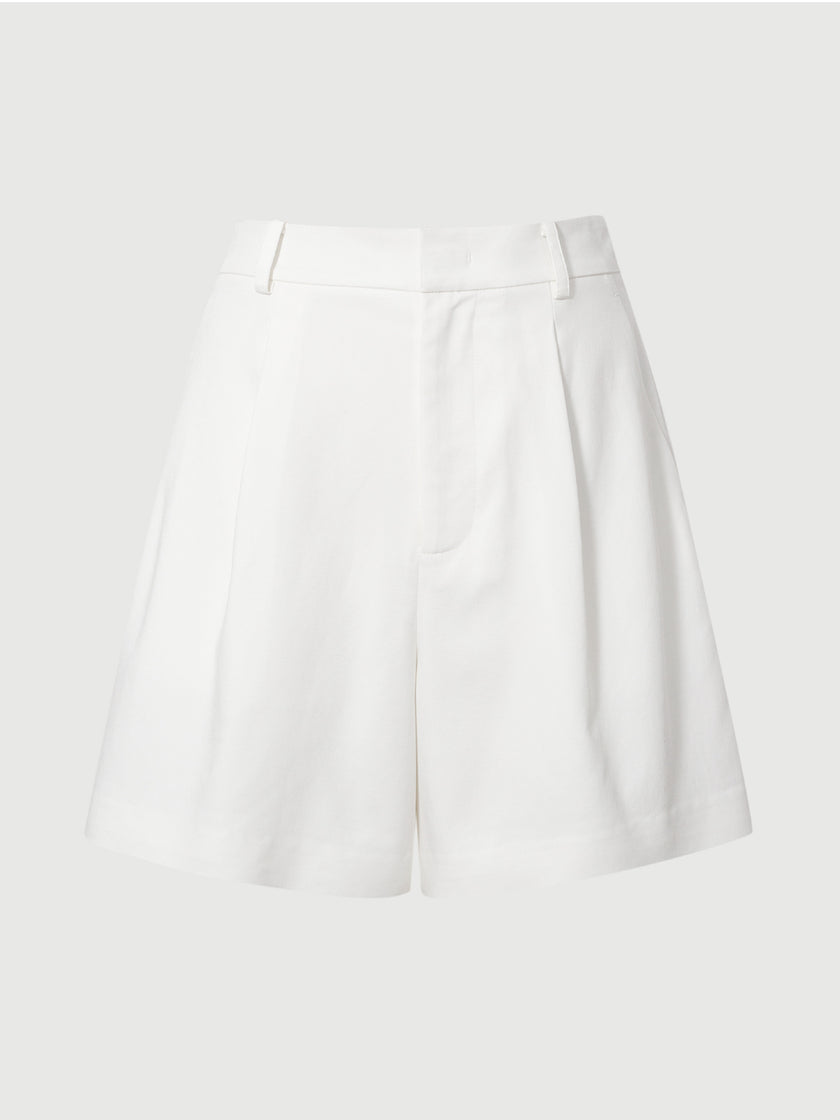 White Straight Shorts
